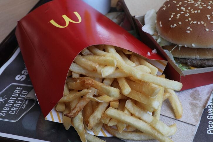 McDonald's Big Mac and french fries are seen on a tray