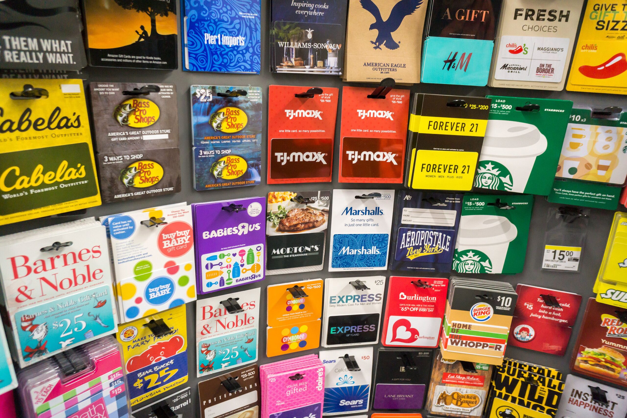 A photo of a selection of gift cards in a store in New York on Tuesday, March 8, 2016.