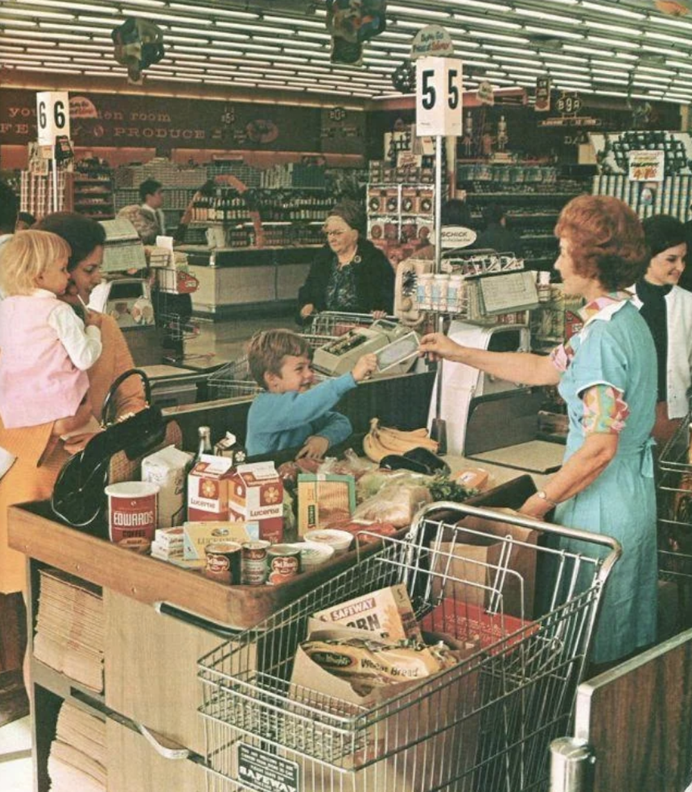 Grocery Store Paying in Cash 1960s