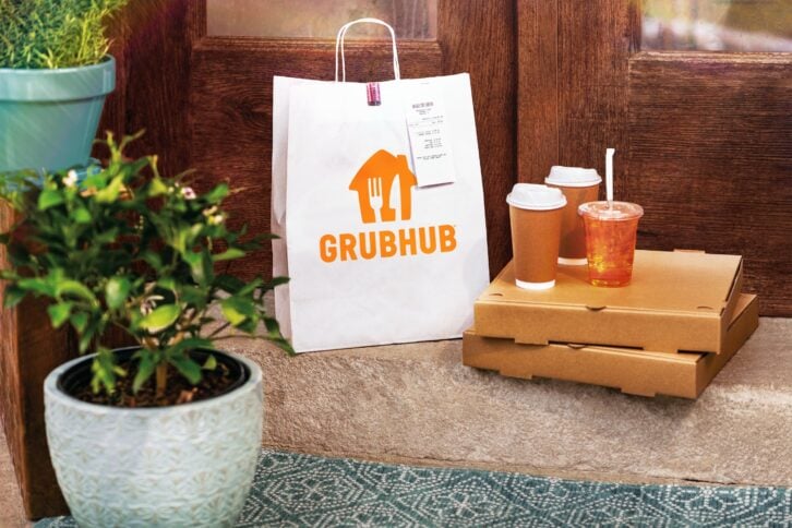 Grubhub bag on bench