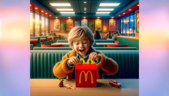AI-generated image of a child opening a Happy Meal