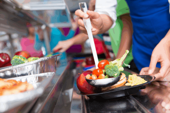 Cafeteria serving a healthy lunch