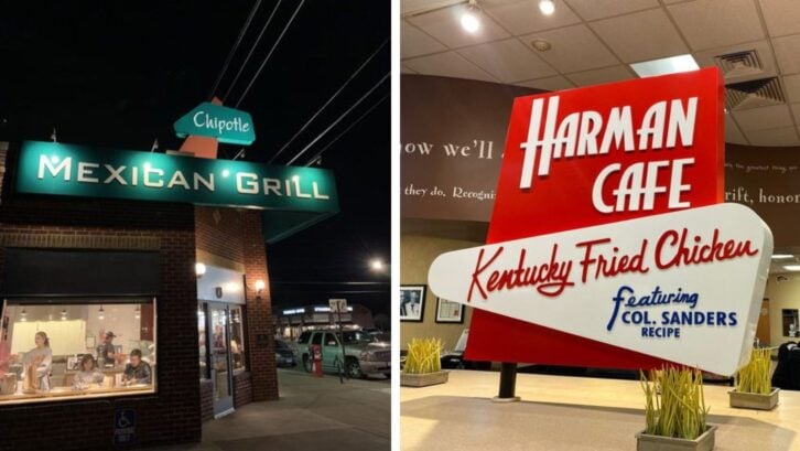 a Chipotle and a KFC restaurant