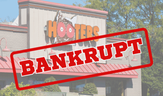 Hooters restaurant with Bankrupt stamp
