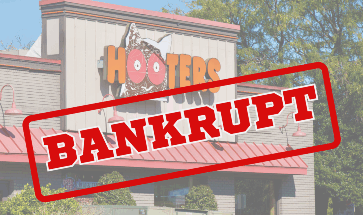 Hooters restaurant with Bankrupt stamp