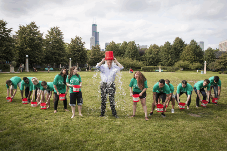 Governor Pat Quinn takes the Ice Bucket Challenge in Chicago, IL—August 16, 2014