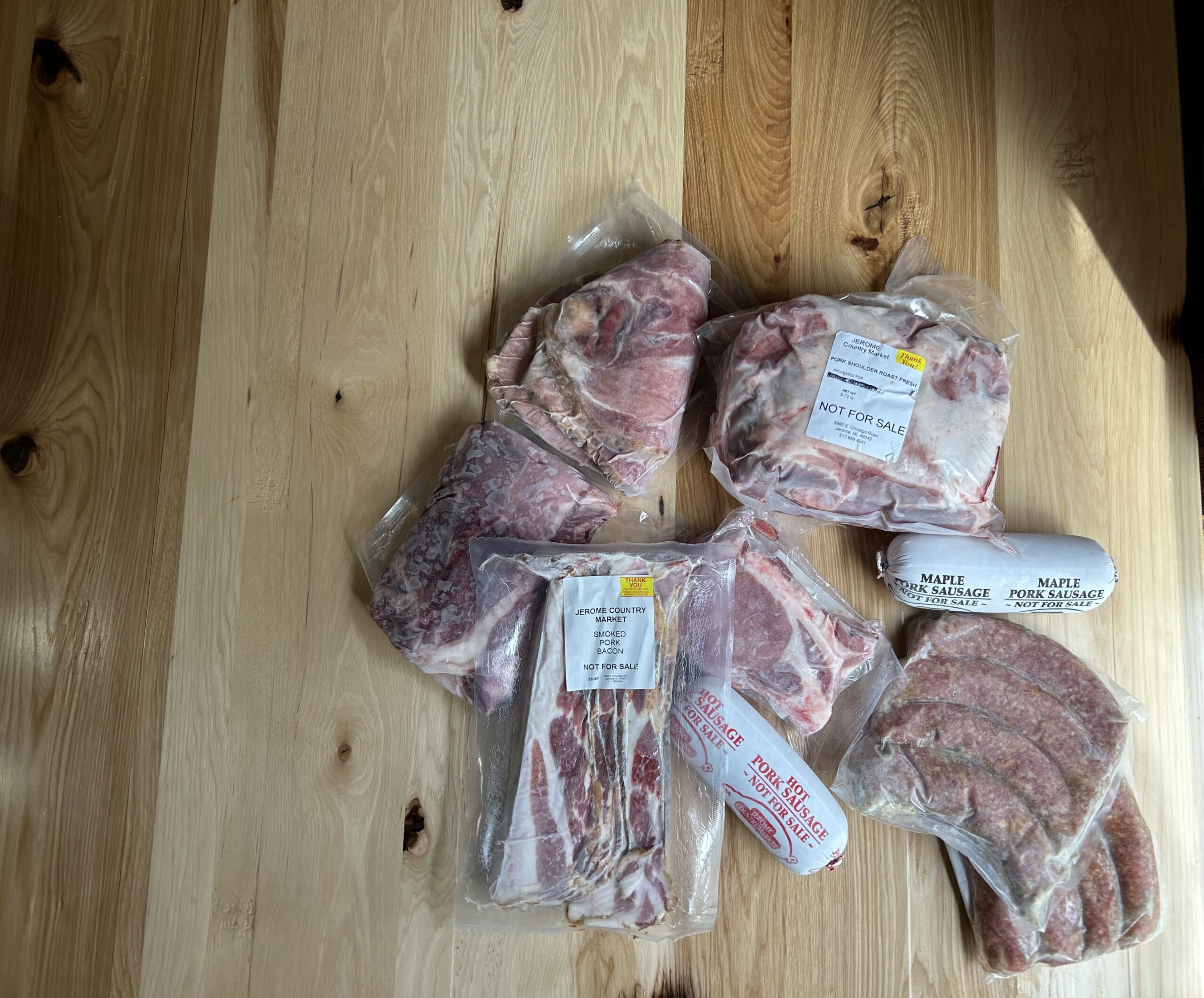 different cuts of pork from local butcher shop