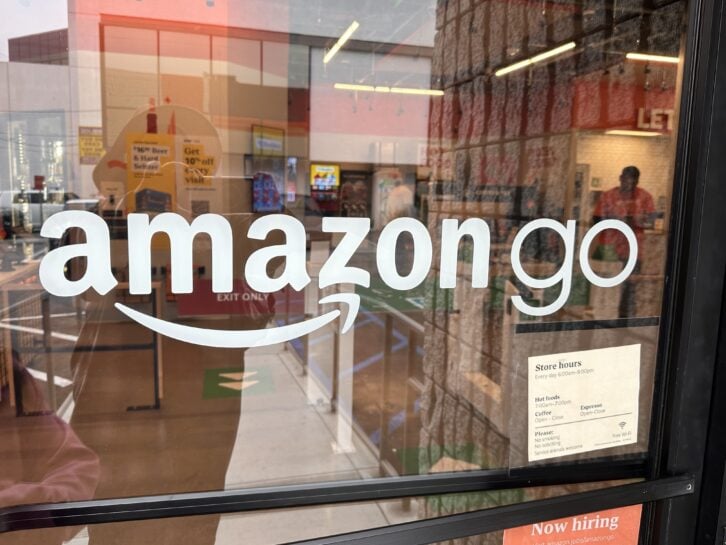 glass door of an amazon Go store