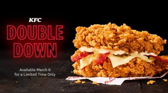 A promotional image of KFC's Double Down sandwich