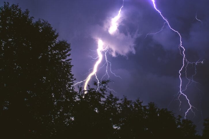 Lightning strike at night