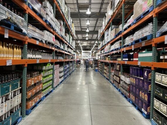 Costco wine and liquor aisle