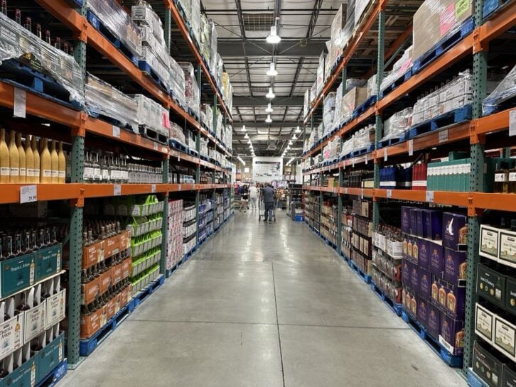 Costco wine and liquor aisle