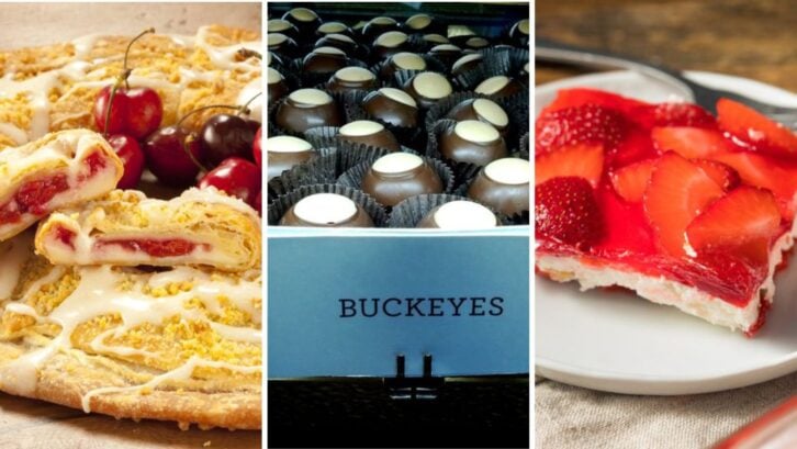 Midwestern Desserts  including Kringle, buckeyes, and Strawberry Pretzel Salad