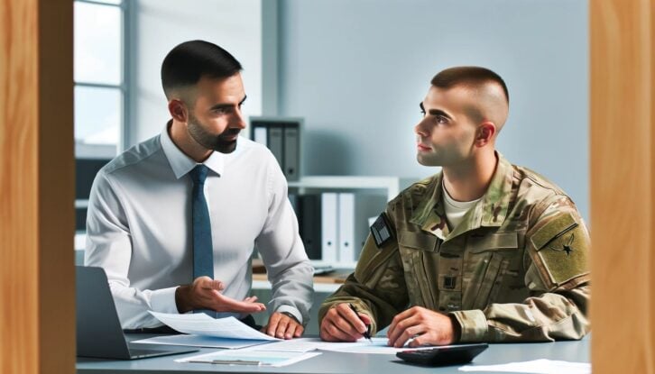 AI-generated image of a military veteran receiving tax assistance