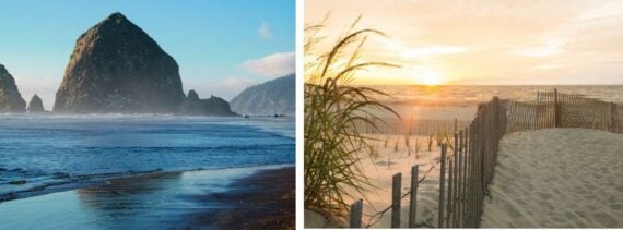 two beach scenes