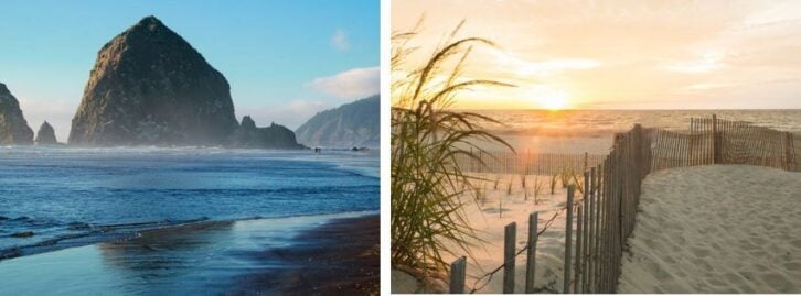 two beach scenes