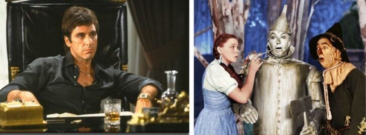 photo from Scarface, photo from The Wizard of Oz