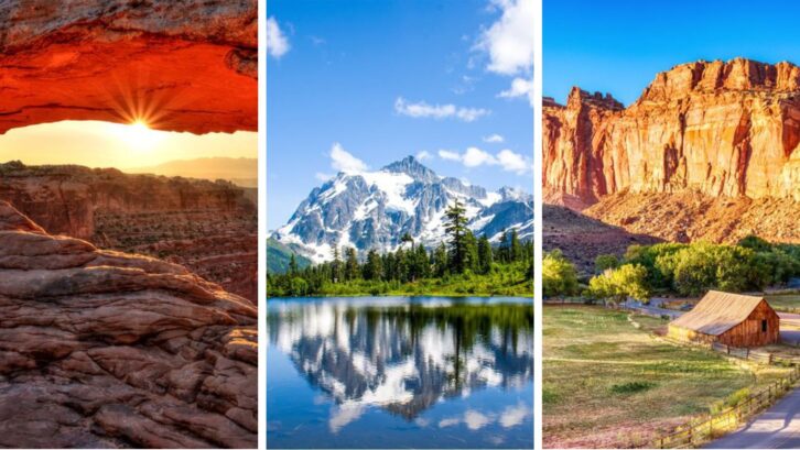 landscape shots of National Park Alternatives, including Canyonlands, North Cascades, and Capitol Reef