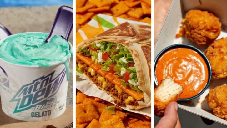 New Taco Bell Menu Items including Baja Blast Gelato, Cheez-It Crunchwrap, and Chicken Nuggets