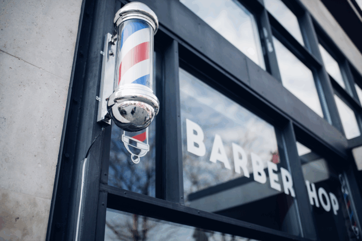 Blue and red barbershop pole