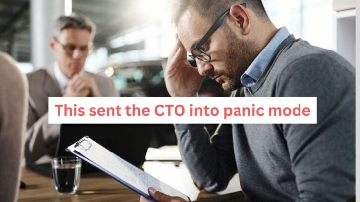 Quote over image of Thoughtful man brainstorming while reading contract for buying a car in a showroom.