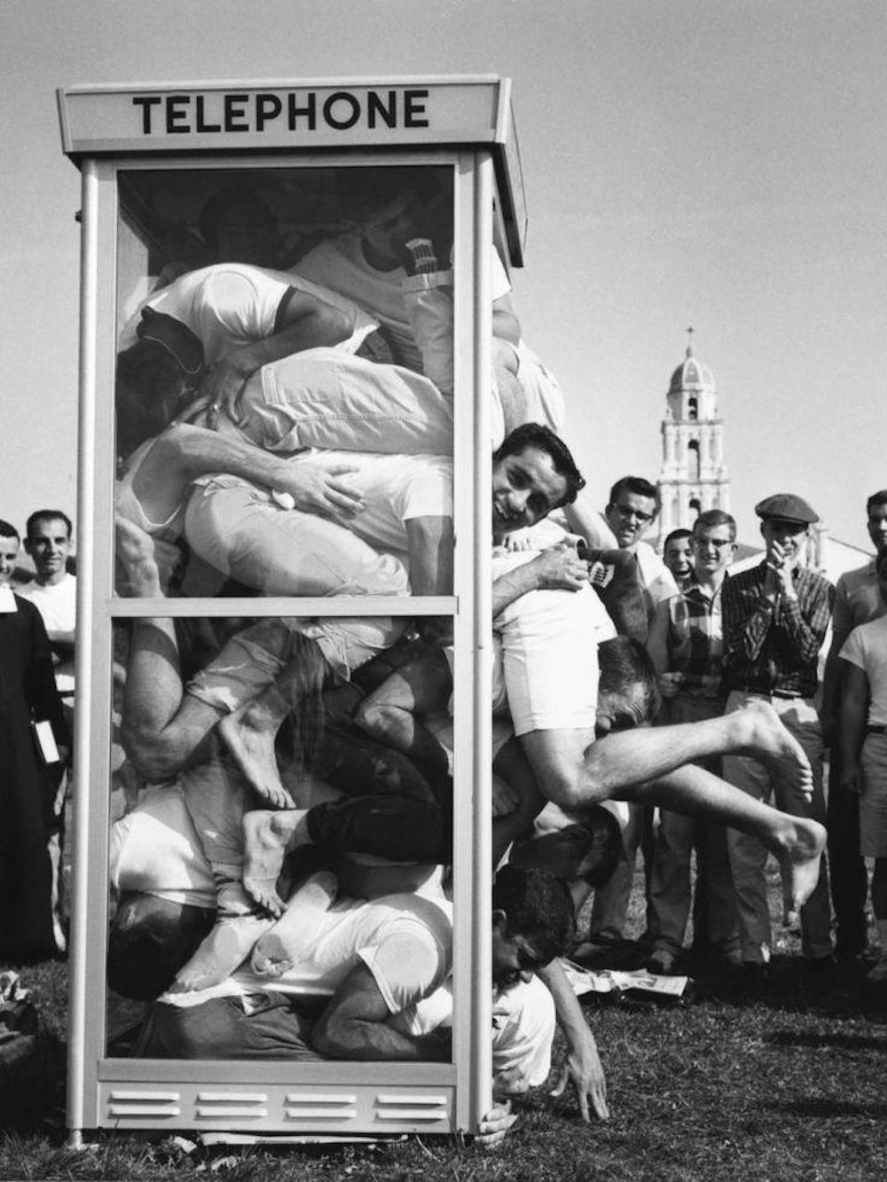In the 1950s, pay phone booth stuffing was a popular trend
