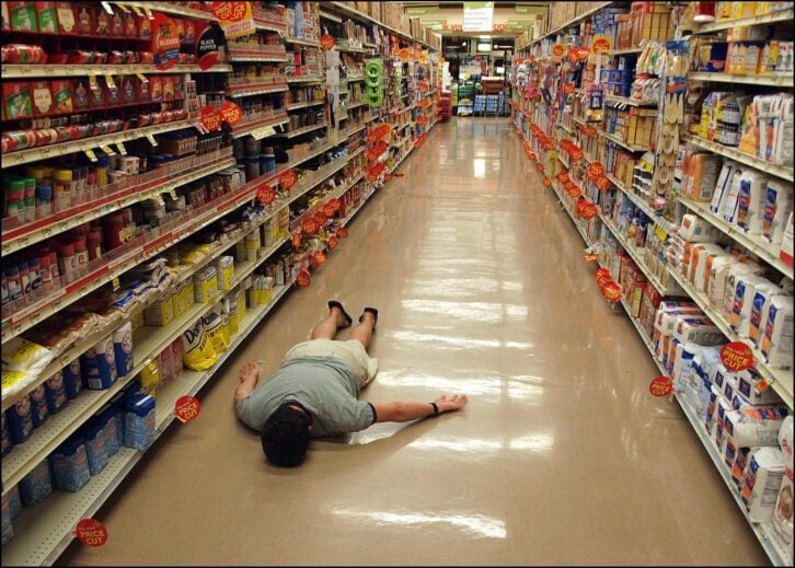 Planking in the grocery store