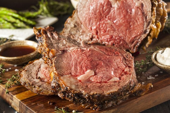Sliced prime rib