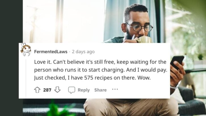 Shot of a young man using a smartphone while going over his finances at home