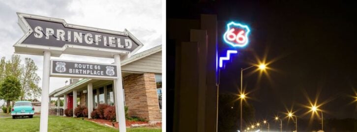 two signs, one old and ome mew neon