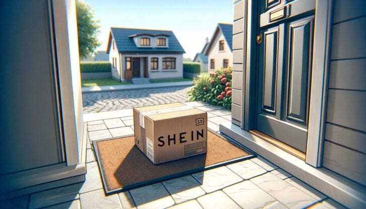 Shein package on someone's doorstep