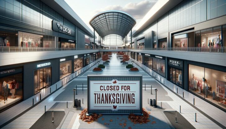 AI-generated image of a mall that is closed for Thanksgiving