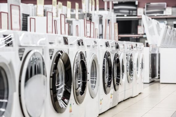 Washing machines in a store