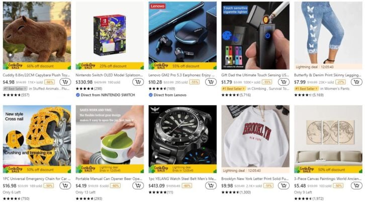 Screenshot of Temu's best sellers