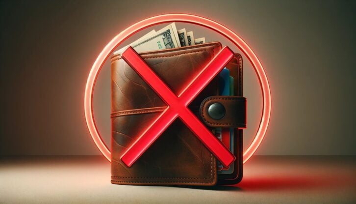 AI-generated image of a wallet under a red "X"