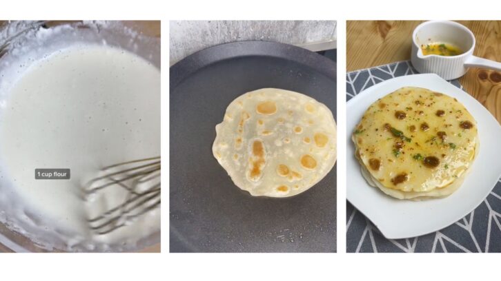 TikTok 5-Minute Flatbread Recipe Tryptich