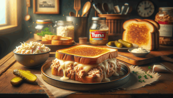 AI-generated image of a tuna melt using canned tuna