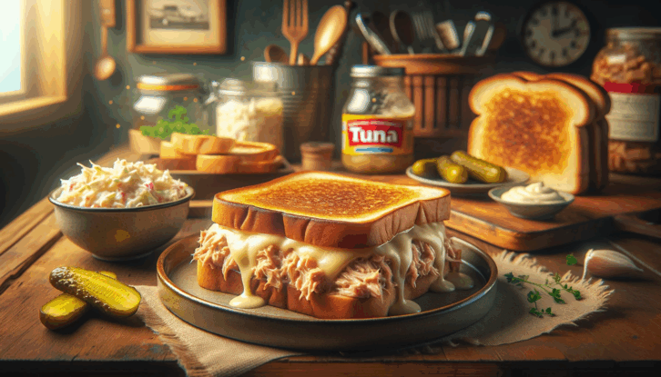 AI-generated image of a tuna melt using canned tuna