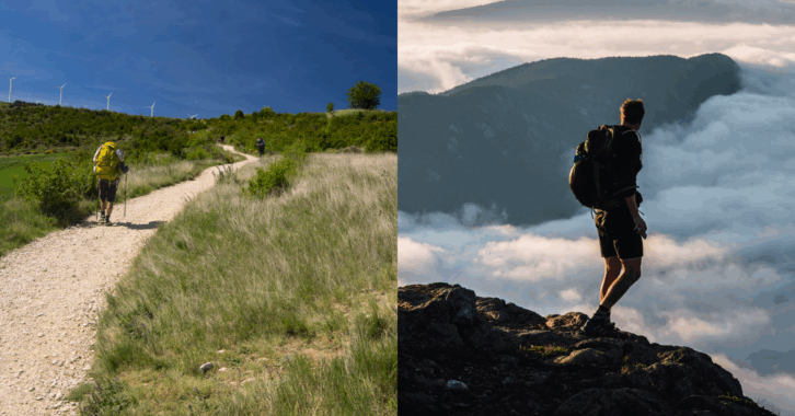 Two Images of Hikers on the Camino de Santiago and the Appalachian Trail