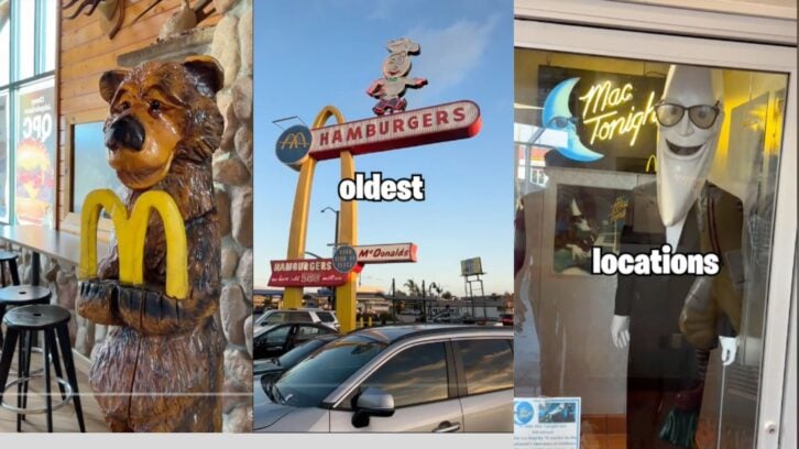 Screenshots from TikTok featuring Unique McDonald's locations