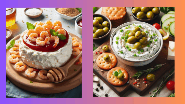 shrimp dip and clam dip collage
