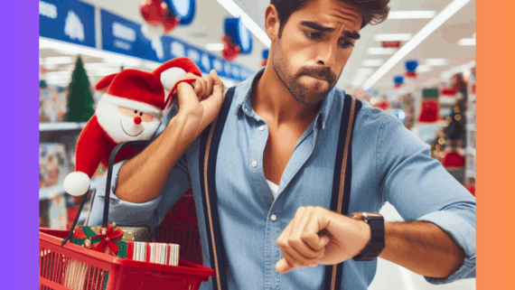 man christmas shopping at the last minute