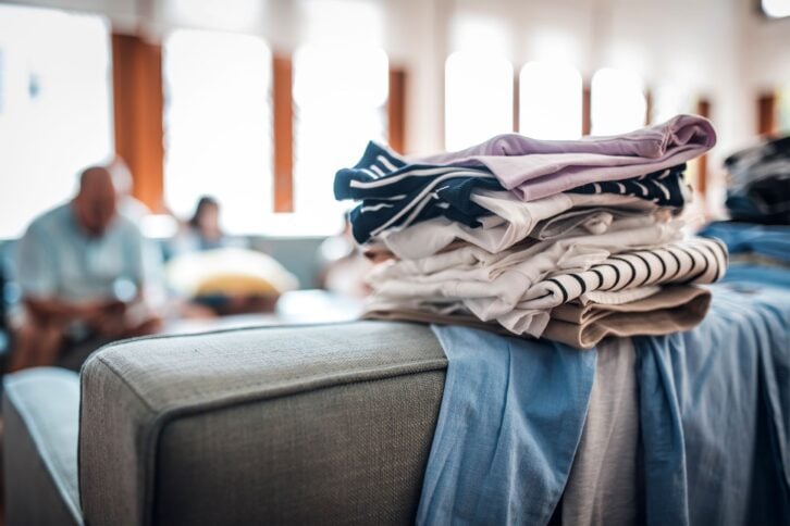 Folded clothes on a couch