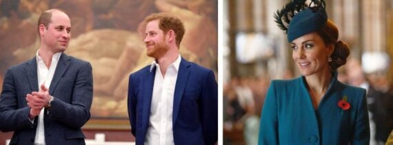 Prince William talking to Prince Harry, Princess Catherine