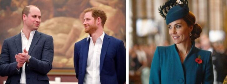 Prince William talking to Prince Harry, Princess Catherine