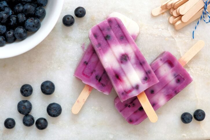 Homemade blueberry popsicles