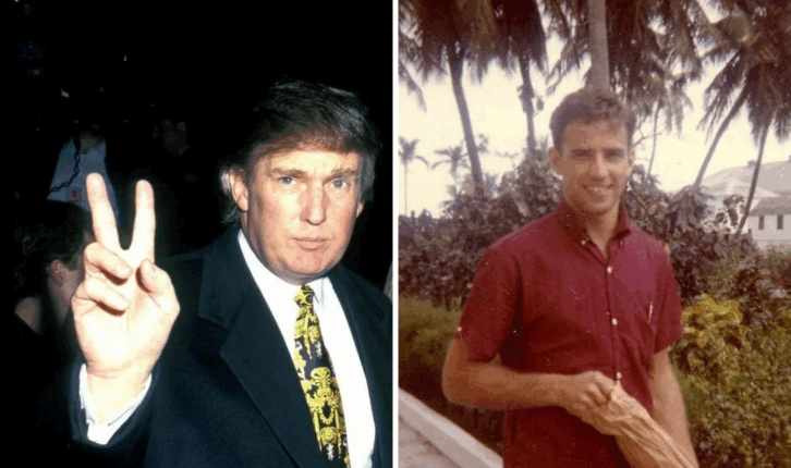Young Donald Trump and Joe Biden