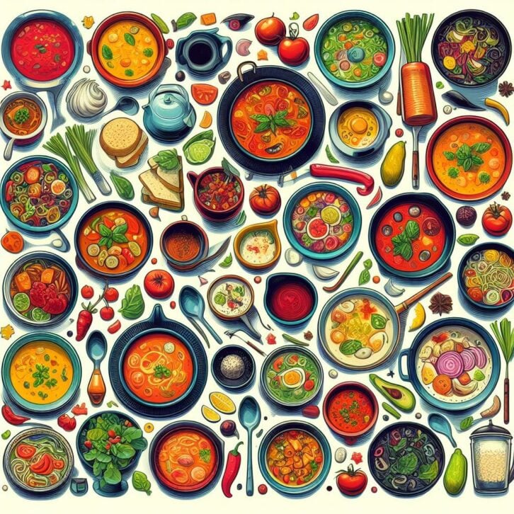 Bing image creator A.I. soup illustration