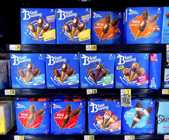 Blue Bunny ice cream drumsticks in the frozen aisle