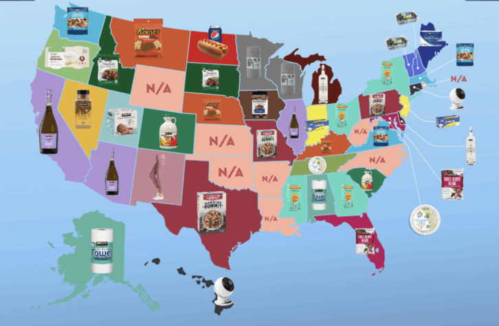 Costco popular products map by CouponBirds